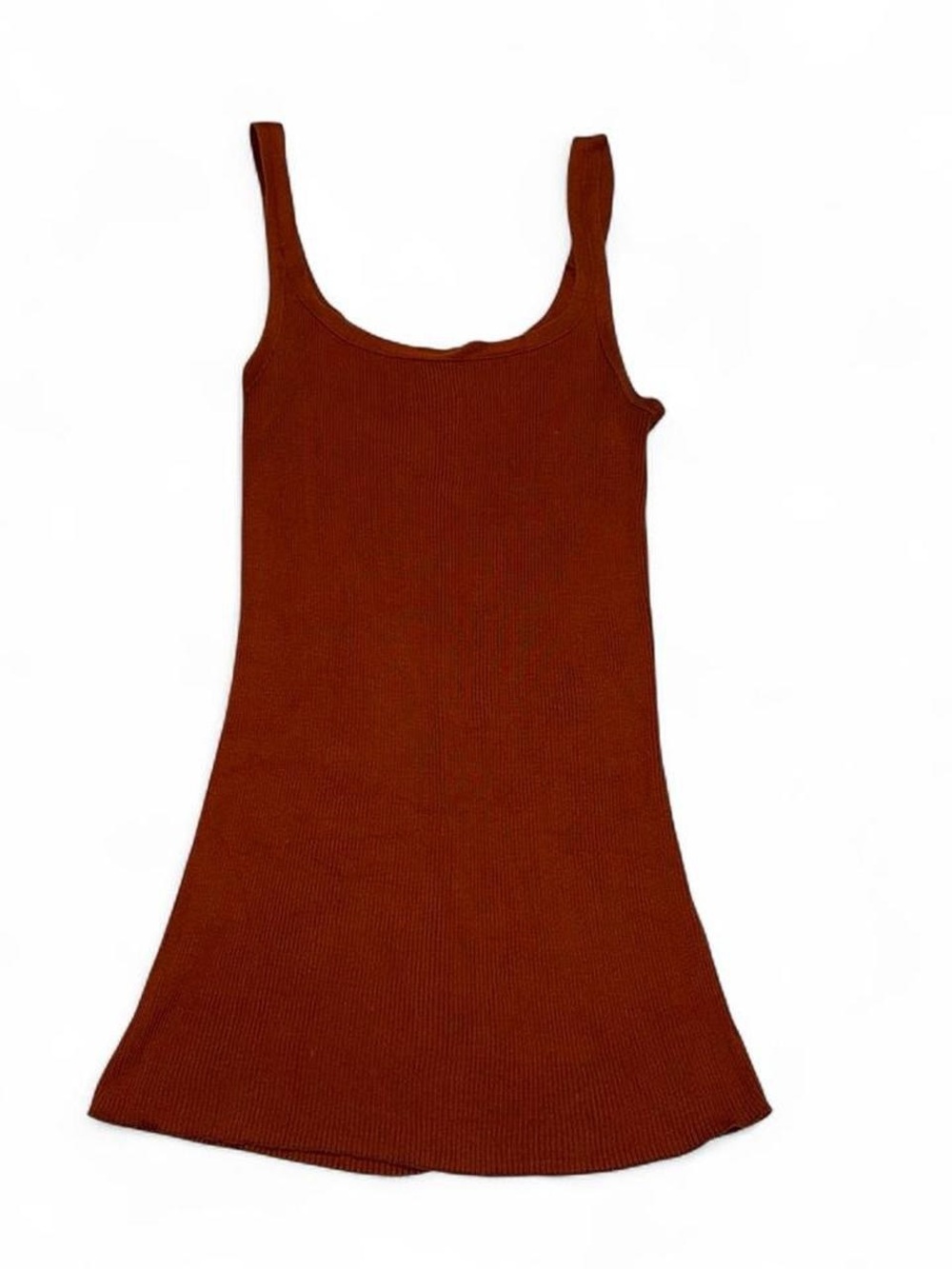 The Row Rust Brown Ribbed Knit Longline Tank Top – Size S